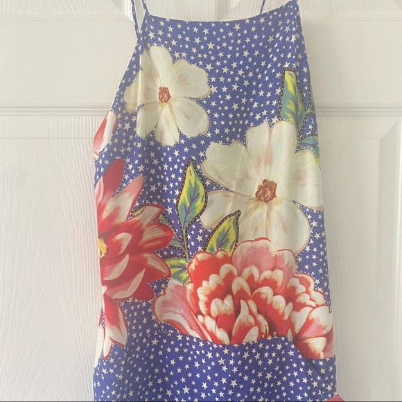 Farm Rio Blue White Star Floral Mini Dress Sz PP - Picture 2 of 7
